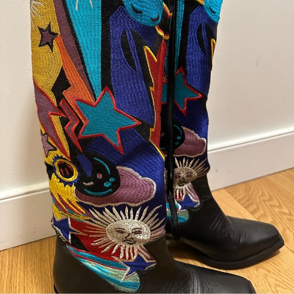 Fun Multi-Color Pattern Knee High Cowboy Boots - Picture 3 of 7